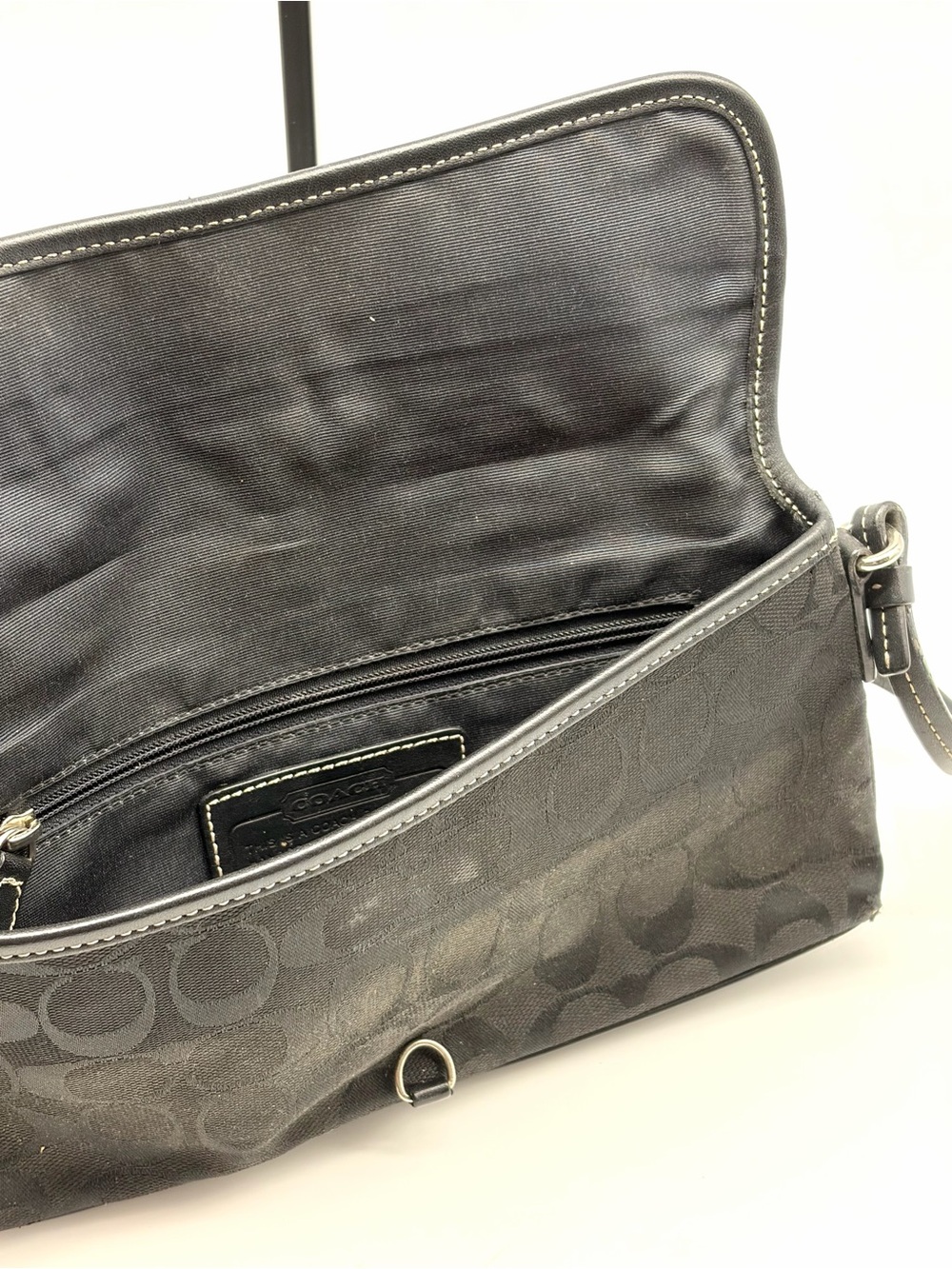Coach Black Signature Canvas Leather Shoulder Clutch Clip Bag Small Y2K - Picture 7 of 9